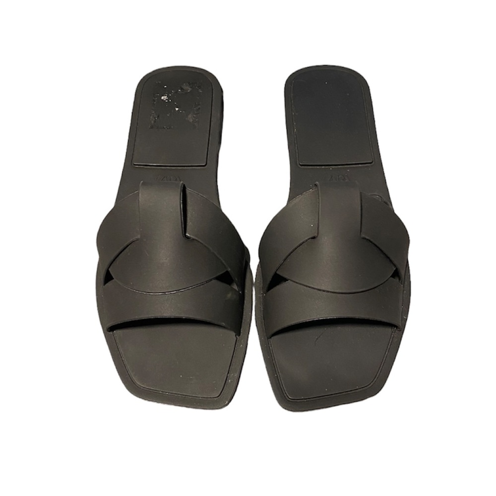 Zara black slide sandals 38 7.5